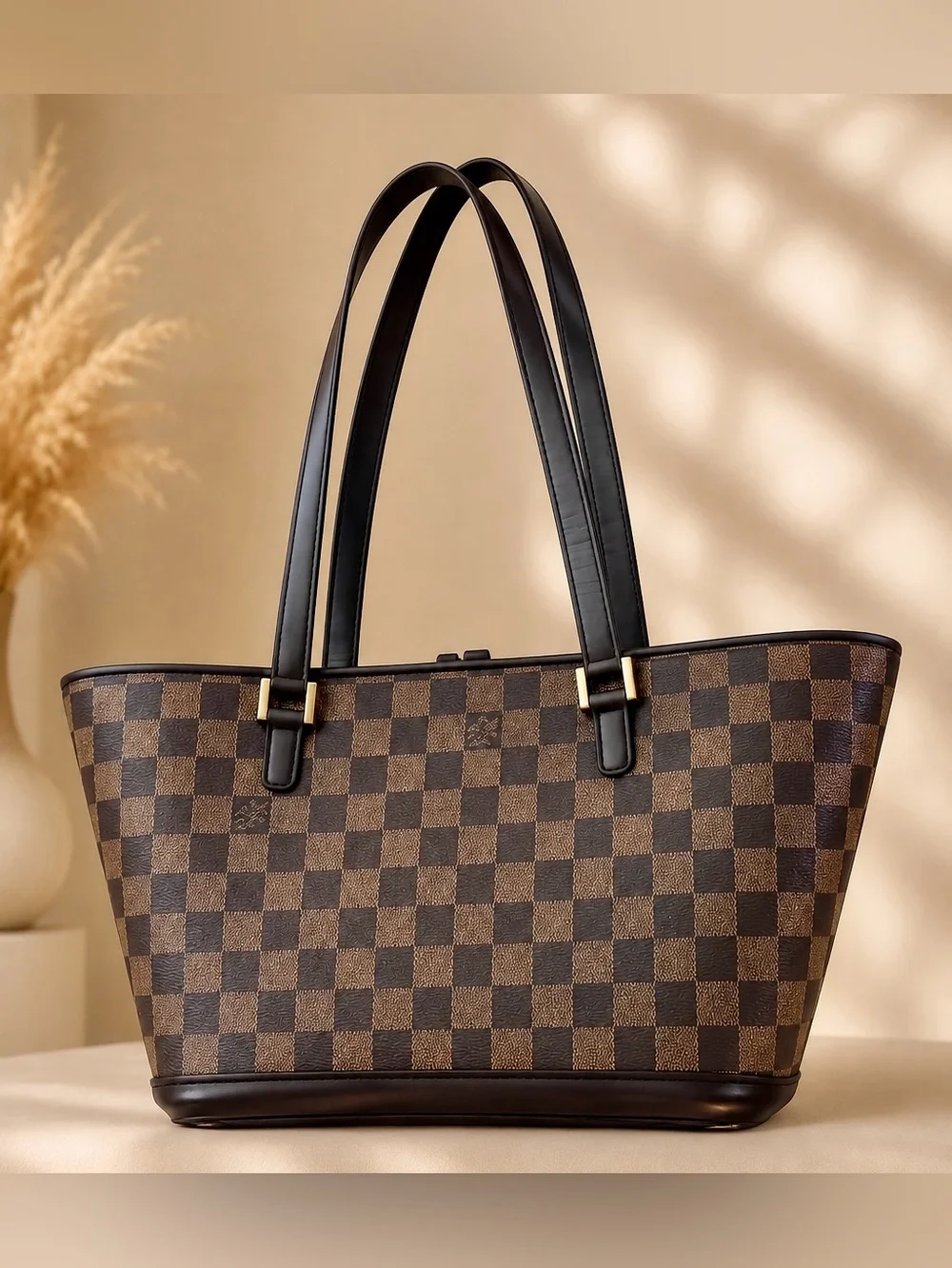 Authentic Louis Vuitton Manosque PM Shoulder Bag/Trapezoid/Damier/Brown/France